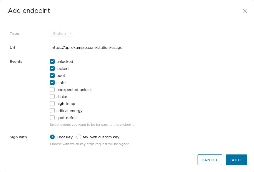 Add endpoint form